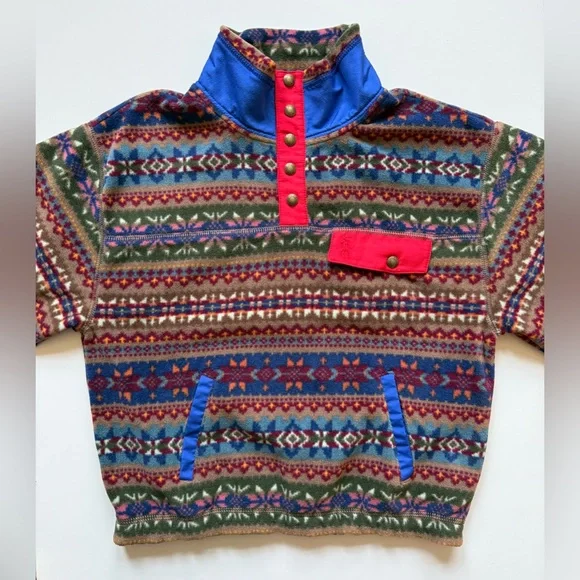 Polo Ralph Lauren Girls Fair Isle Brushed Fleece Pullover - Size M (8-10) - Picture 7 of 16